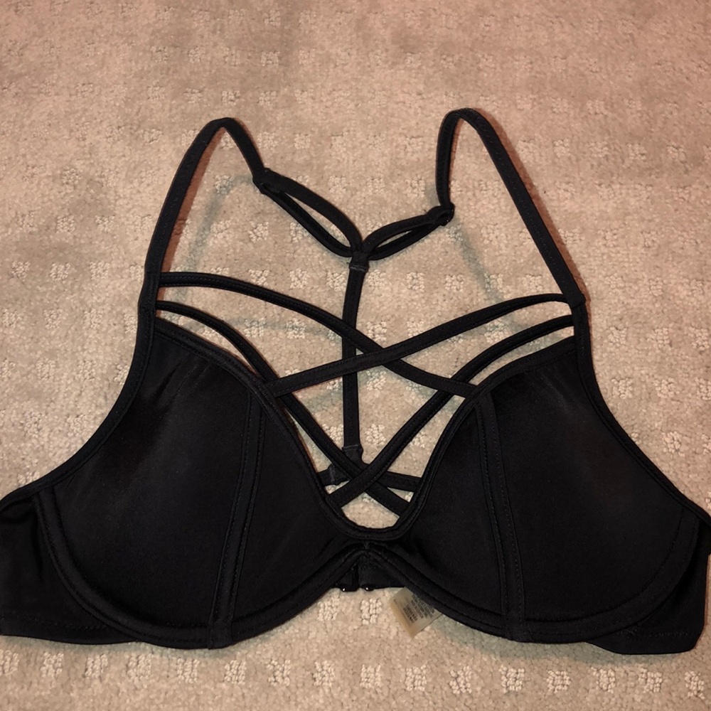 Black Cris-Cross VS PINK bathing suit top